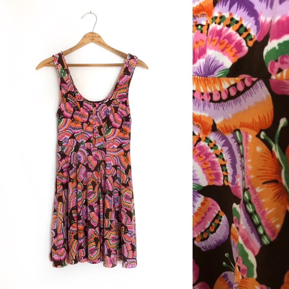 Vtg Free People Skater Butterfly Dress